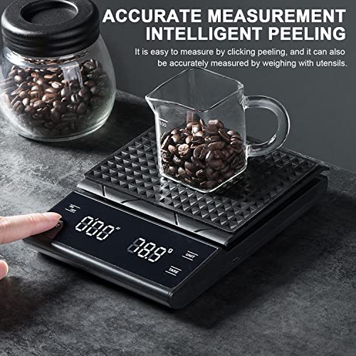 MECOS Digital Coffee Scale with Timer, 0.1g-3kg USB Rechargeable Digital Coffee Scale, Digital Food Scale Weight Grams and Oz for Espresso, Drip Coffee, Baking, Cooking