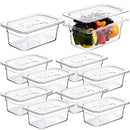 10 Pack Clear Food Pans with Lid Acrylic Transparent Food Pan Stackable Plastic Pan with Capacity Indicator Food Storage Containers Restaurant Supplies Hotel Pan for Fruits Vegetables (4 Inch High)