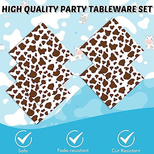 40PCS Cow Print Birthday Party Supplies Farm Animals Cow Print Birthday Party Tableware Includes Cow Print Plates And Cow Print Napkins For Cow Print Theme Birthday Party Decorations