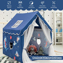 HONEY JOY Kids Playhouse with Padded Cotton Mat, Kids Play Tent for Girls Boys w/Longer Mesh Curtain, Solid Frame, Roll-Up Windows, Indoor and Outdoor Play Tent Castle Playhouse for Children (Blue)