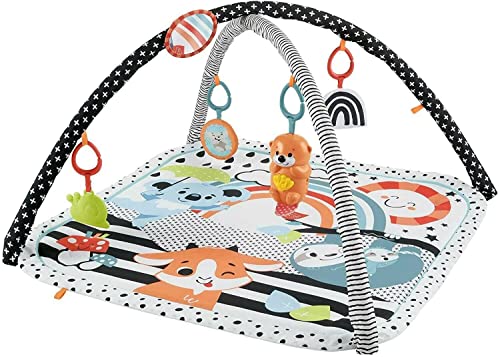 Fisher-Price 3 in 1 Music, Glow & Grow Gym, Infant Activity Play Mat for Tummy Time, Take Along, Multi