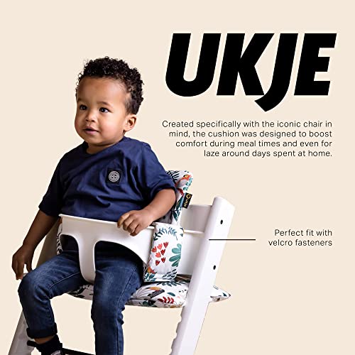 Ukje Cushion Compatible with Stokke Tripp Trapp High Chair (Old and New Model) 2 Pieces, Coated Plastified Cushion, Stokke Tripp Trapp Cushion Easy to Clean, White Monkey
