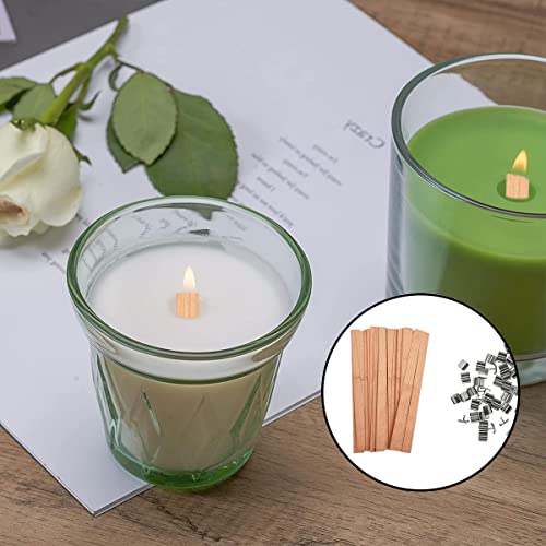 Wood Candle Wicks, 30 Pcs Natural Wooden Candle Wicks with Iron Stand for DIY Handmade Candles, Candle Craft(12.5 * 150mm)