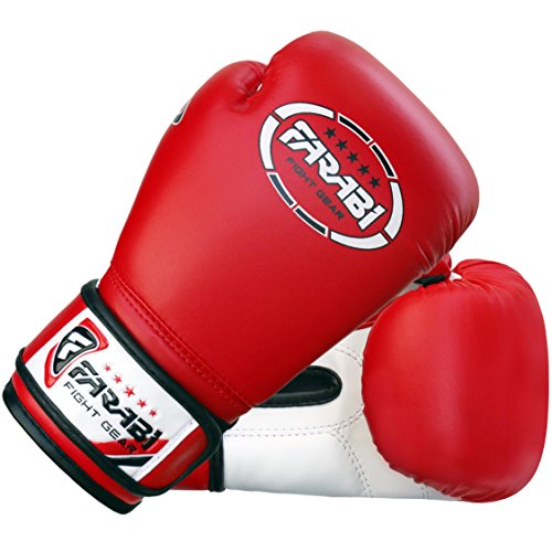 Farabi Sports Kids Boxing Gloves 4, 6, 8-oz Junior Muay Thai Gloves Youth Kickboxing Sparring Punching Bag Training Gloves (Red, 8-oz)
