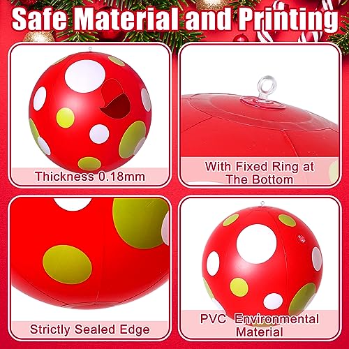 12 Pcs 24 Inch 16 Inch Giant Inflatable Christmas Ball Christmas Outdoor Inflatables Ornaments Giant PVC Inflatable Christmas Ball for Christmas Tree Holiday Yard Lawn Porch Decor (24 Inch,16 Inch)