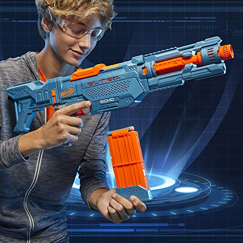 Nerf Elite 2.0 - Echo Cs-10 Blaster - Us Version - 24 Official Nerf Darts - 10-Dart Clip - Removable Stock And Barrel Extension - 5 Tactical Rails - Toys For Kids - E9533 - Ages 8+