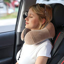 Travel Pillow, Memory Foam Neck Pillow with 360-Degree Head Support Comfortable Airplane Pillow with Storage Bag Lightweight Traveling Pillow for Sleeping, Car, Train, Bus and Home Use(Coffee)