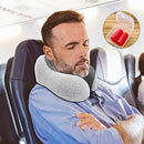 Travel Neck Pillow Memory Foam Pillow, Travel Pillow Kit Deal for Airplane,Comfortable & Breathable Cover,Travel Essentials Kit with 3D Eye Masks, Earplugs and Storage Bag