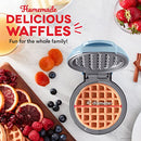 DASH Deluxe Mini Maker for Individual Waffles, Hash Browns, Keto Chaffles with Included Brush and Cord Wrap, and Easy to Clean Non-Stick Surfaces, 4 Inch, Dream Blue