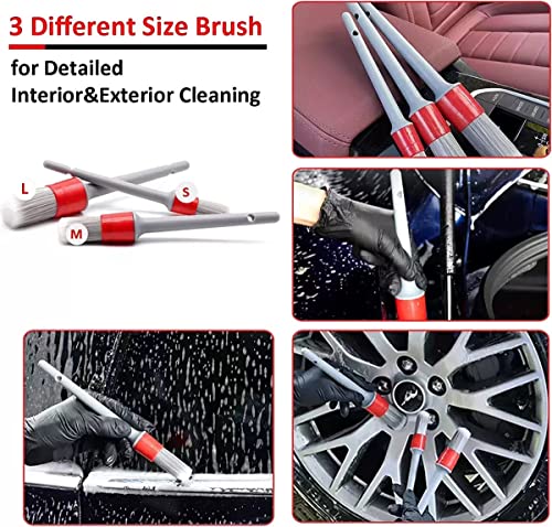 DABOBOTOOL Car Interior Detailing Cleaning Brush Kit, Scratch Free Vehicle Brush Dusters Kit for Interior Exterior Cleaning, Upgraded