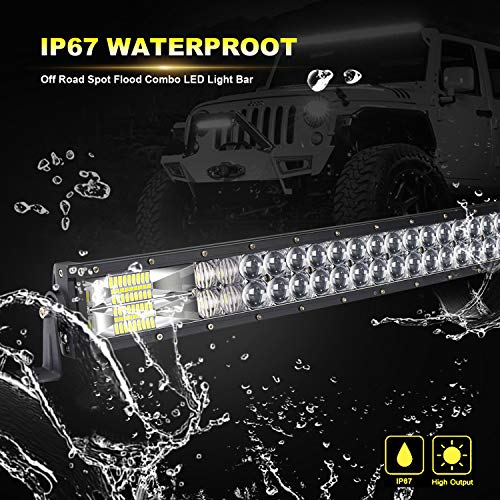 LED Light Bar KEENAXIS 52 Inch 300W 22 Inch 120W Curved Spot Flood Combo Light Bars 4Pcs 4 Inch 60W Led Pods Cubes Lights for Trucks Jeep ATV UTV Boat with 3-Leads Wiring
