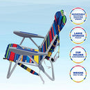 Rio Beach 4-Position Backpack Lace-Up Suspension Folding Beach Chair,Aluminum, Multi Stripe