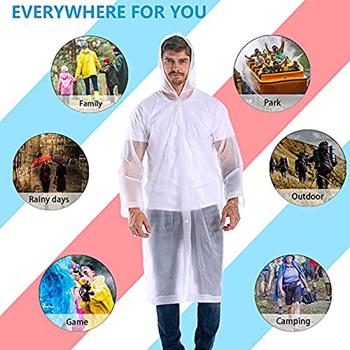 Rain Ponchos, 2 Pcs Rain Coats for Women Men, with Hood，Reusable EVA Rain Ponchos Raincoats.