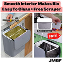 JMBF - Hanging Trash Can for Kitchen Cabinet Door with Lid,Garbage Can for Bathroom/Cupboard/Bedroom/Office -Wall Mounted Counter Waste Compost Bin-Mountable Indoor Compost Bucket | 2.4 Gallon-(Gray)