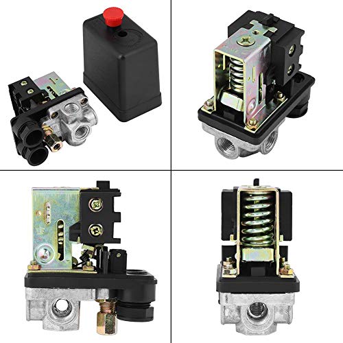 Air Compressor Switch, Heavy Duty 240V 16A Four Port Air Compressor Pressure Switch Control 90PSI -120PSI, Air-Compressor Accessories