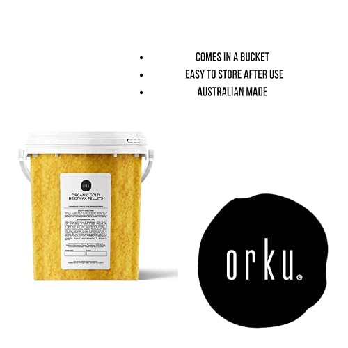 ORKU 500g Tub Organic Beeswax Pellets - Pharmaceutical Grade | Cosmetic-Grade Yellow Beeswax for Candles, Encaustic Art, Cosmetics, Body Preparations | Certified Organic Supplier