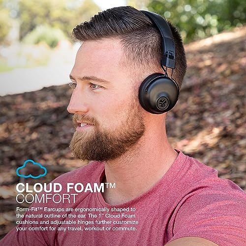JLab Studio Bluetooth Wireless On-Ear Headphones 30+ Hour Bluetooth 5 Playtime EQ3 Sound Ultra-Plush Faux Leather & Cloud Foam Cushions Track and Volume Controls Black