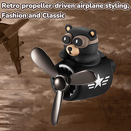 ABEN Bear Pilot Car Air Freshener Cute Car Diffuser Rotating Propeller Air Outlet Vent Fresheners Aromatherapy Ornament Car Accessories Automotive Air Fresheners for Cars (Cool Style)