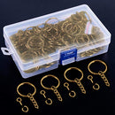 Swpeet 450Pcs Sliver Key Chain Rings Kit, 150Pcs Keychain Rings with Chain and 150Pcs Jump Ring with 150Pcs Screw Eye Pins Bulk for Jewelry Findings Making (Bronze)