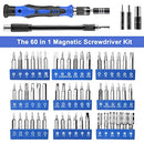 Hautton Precision Screwdriver Set, 60 in 1 with 56 Bits Magnetic Screwdriver Kit, Stainless Steel Professional Repair Tools Kit for Phone, Laptop, PC, Camera, Game Console, Glasses, and More –Blue