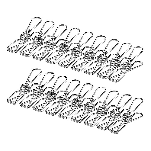 ZONADA 100 Pcs Multipurpose Stainless Steel Wire Clips Clothes Pegs Hanging Clips Pins Laundry Windproof Strong Clamps for Household and Office