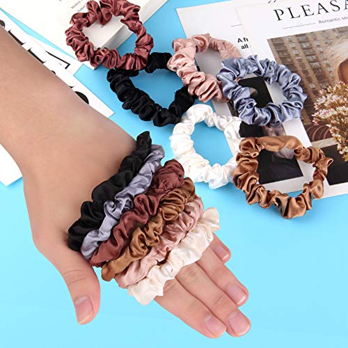 KINMINGZHU, 12 Pieces Silk Hair Scrunchies Silk Hair Tie Elastic Ponytail Holders for Women Girls Hair Accessories-002