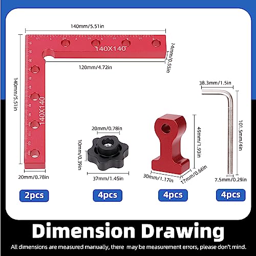 Glarks 18Pcs 90 Degree Positioning Squares Kit, 5.5" x 5.5" Right Angle Corner Clamps Aluminum Alloy Positioning Clamps Carpenter Clamping Tool with Clamp woodworking tools for Frame Cabinet Box