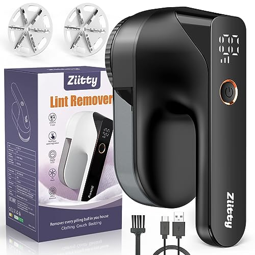 Ziitty Electric Lint Shaver, Lint Remover for 3 Adjustable Power Levels, 6-Blade Head Lint Cutter for Various Fabrics, Perfect for Family Gifts (Black)