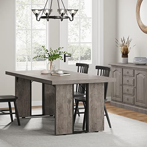 Tribesigns 71" Large Dining Table for 6 to 8 People, Rustic Farmhouse Style Dinner Table, Rectangular Dining Table for Kitchen, Dining Room & Living Room