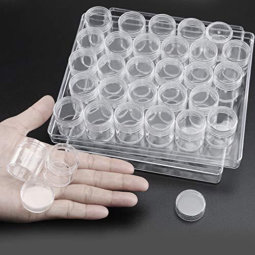 ZOENHOU 4 Pack 30 Grids Diamond Painting Storage Containers, Embroidery Diamond Storage Box Beads Organizer Case with Lid Clear Nail Art Accessories with 2 PCS Label Stickers for Jewelry DIY