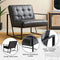 glitzhome Mid Century Modern Accent Chair, Modern Living Room Chairs with Durable Metal Frame,PU Leather Cushioned, Reading Armchairs for Living Room, Bed Room, Home Office, Black