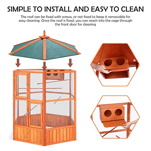 140x140x160cm Bird Cage Aviary Wooden Coop Animal Enclosure Parrot Budgie House XL Size