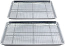 Checkered Chef Baking Sheet with Wire Rack Set - Twin Set w/Half Sheet Pan & Stainless Steel Oven Rack for Cooking