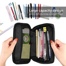 ProCase Pencil Bag Pen Case, Large Capacity Students Stationery Pouch Pencil Holder Desk Organizer with Double Zipper, Portable Pencil Pouch for School Office Supplies –Black