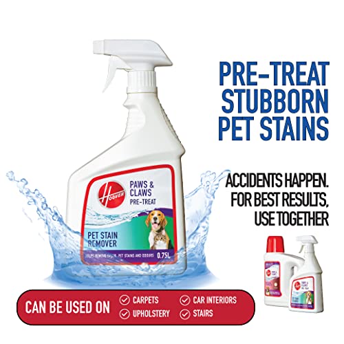 Hoover Paws & Claws Stain Remover Spray, Easy Removal of Tough Soils, Eliminate Stubborn Pet Stains, 0.75 Litre