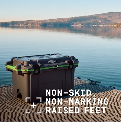 Pelican Elite IM Wheeled Cooler, 66 Litre Capacity, Dark Grey/Electric Green, 70Q-1-DKGRYEGRN