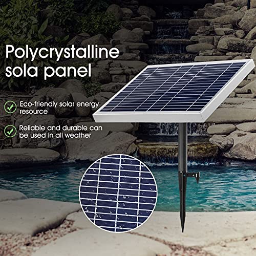 50W Solar Fountain Water Pump with Battery and LED Light for Birdbath Garden Pool