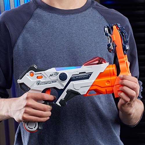 NERF - Laser Ops -AlphaPoint Blaster 2 Pack - The Ultimate Electronic Laser Game - Blasters and Armbands - Kids Toys and Outdoor games - Ages 8plus