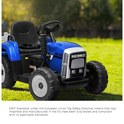 Mazam Kids Ride On Car with Trailer Electric Toy Car Blue