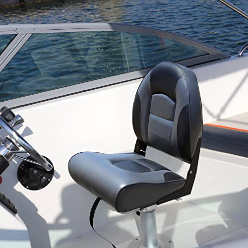 NORTHCAPTAIN S1 Deluxe High Back Folding Boat Seat,Stainless Steel Screws Included,Charcoal/Black(2 Seats)
