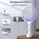 Electric Fly Swatter ValueHall Bug Zapper Racket USB Rechargeable Mosquito Zapper Fly Zapper Racket with Base, LED Trapping Light and 3 Layers Mesh Fly Killer for Indoor, Outdoor Pest Control V1F02