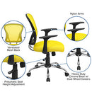 Flash Furniture Mid-Back Yellow Mesh Swivel Task Office Chair with Chrome Base and Arms