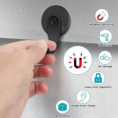 FYY Magnetic Hooks, 2 Pack Heavy Duty Magnets with Hook for Refrigerator, Magnetic Wreath Hanger for Metal Front Door Christmas Decoration, Cruise Hook Hanger for Hanging Cabins Grill Coat Pattern 2