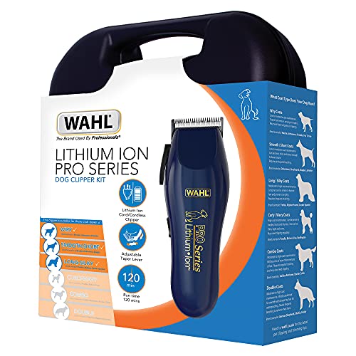 Wahl Dog Clippers, Pro Series Lithium Dog Grooming Kit, Full Coat Dog Grooming Clippers, Low Noise Cordless Pet Clippers