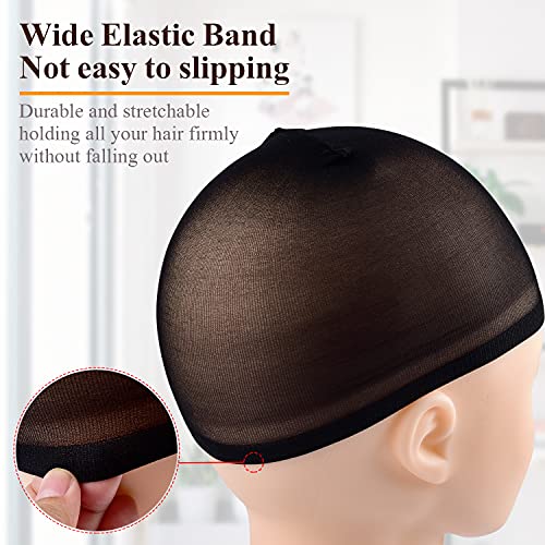 Wig Caps,MORGLES 20pcs Stretchy Nylon Wig Caps Stocking Caps For Wigs Wig Caps For Women Man-Black