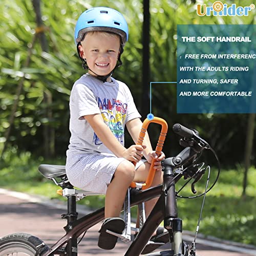 UrRider Child Bike Seat Portable Foldable Ultralight Front Mount Baby Kids Bicycle Carrier with Handrail for Mountain Bikes Hybrid Bikes Fitness Bikes