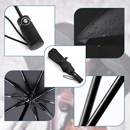 AUSDIN Reverse Umbrella-Automatic Umbrellas-Traval Compact Umbrella-10 Fiberglass Ribs Strong Enough-Windproof Umbrella-Double Layer Vinyl-UV Protection UPF 50+