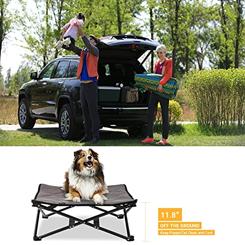 KingCamp Stable Portable Raised Dog Bed Pet Cot Folding Cooling Elevated Bed for Dogs Mesh Travel Outdoor Camping Dog Bed with Washable Pad for Medium Dogs and All Pets Supplies Weight Up to 40 lbs