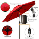 Blissun Patio Umbrella Aluminum Manual Push Button Tilt and Crank Garden Parasol (9ft Manual, Red)