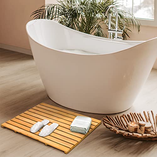 Clevinger Bamboo Bath Mat, Non Slip Shower Mat for Bathroom,Sturdy Waterproof Wooden Floor Bath Duck Board for Easy Storage,Standard Bath mat for Bathroom Showers, Bathtubs, Floors, Indoor and Outdoor Use